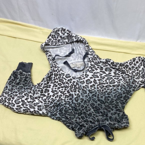 Leopard Print Women's Cropped Hoodie Lightweight Sweatshirt Vintage Havana Small - Picture 11 of 11